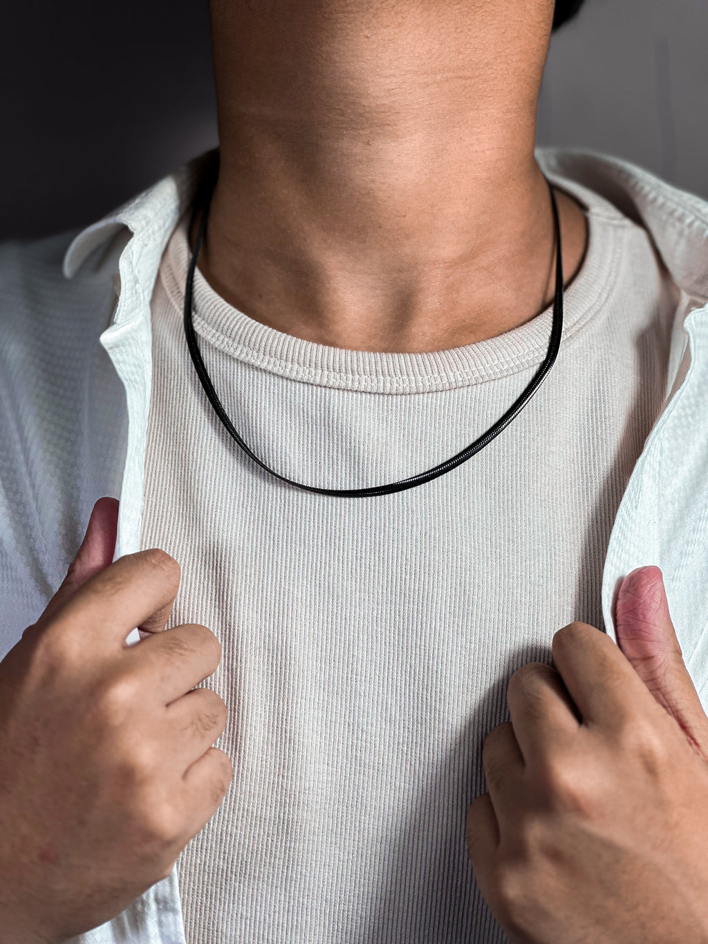 HERRINGBONE CHAIN · 3MM (BLACK)