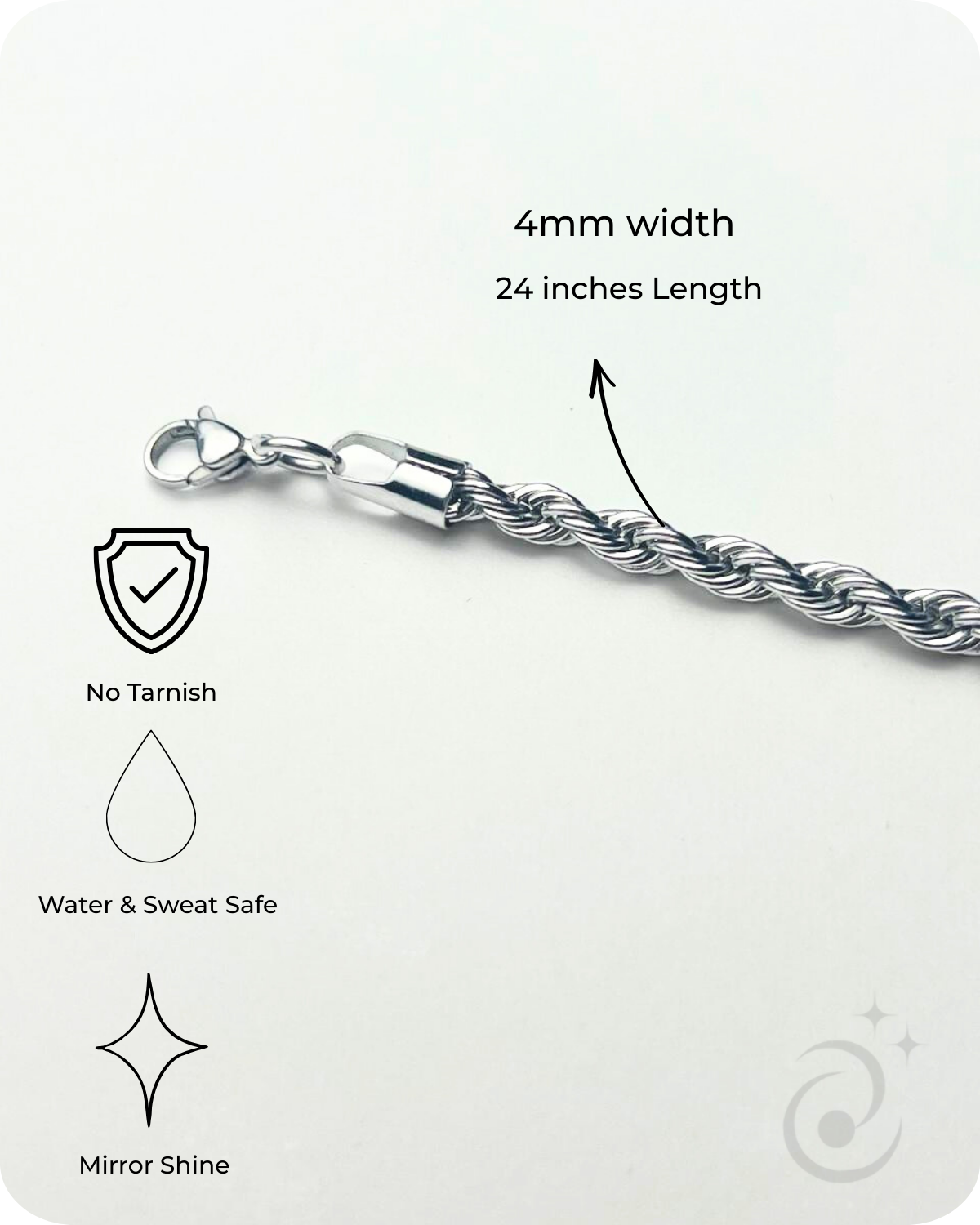 ROPE 4MM CHAIN (SILVER)